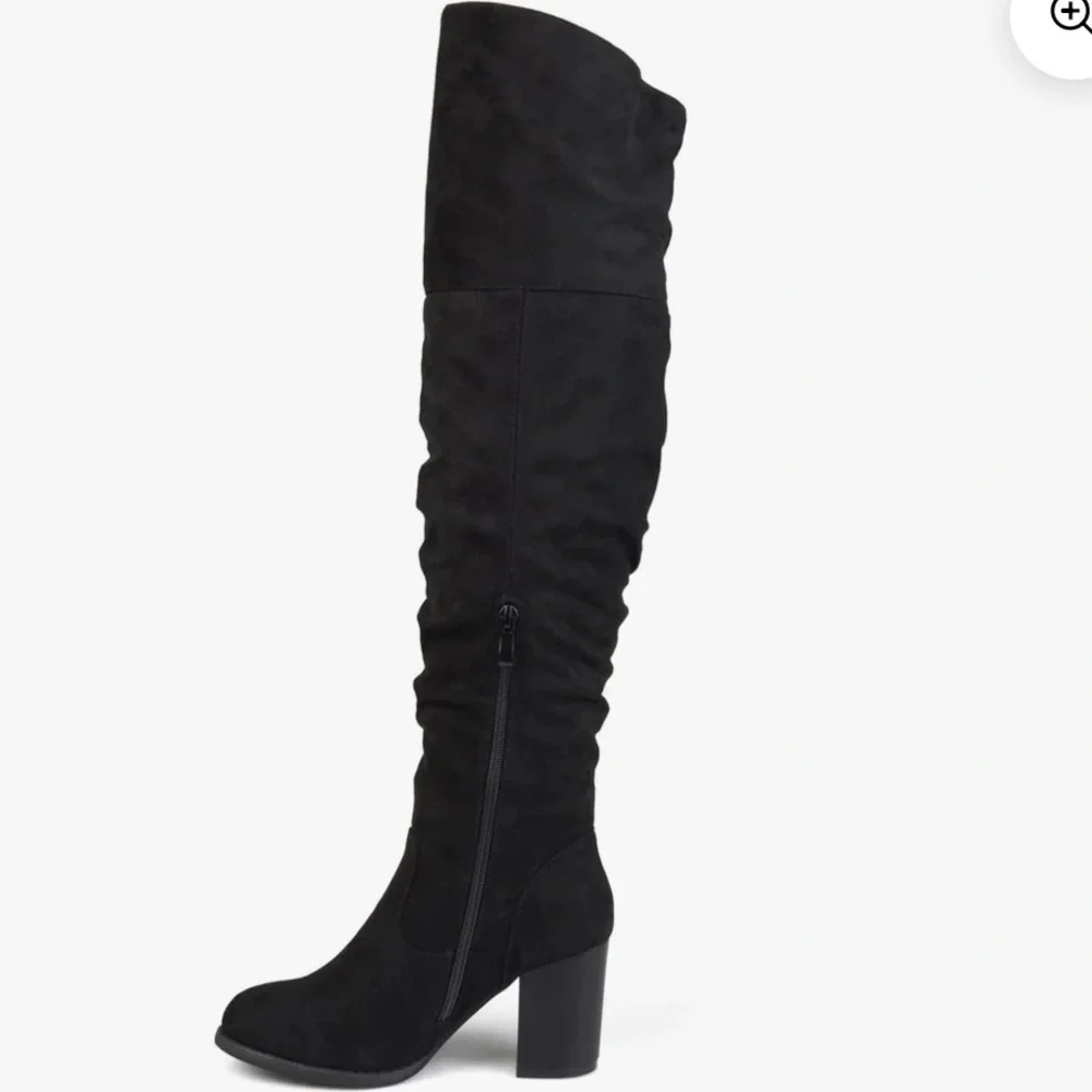 JOURNEE KAISON BOOTS Faux Slouchy Black Suede Women’s Size 6.5 Thigh High new